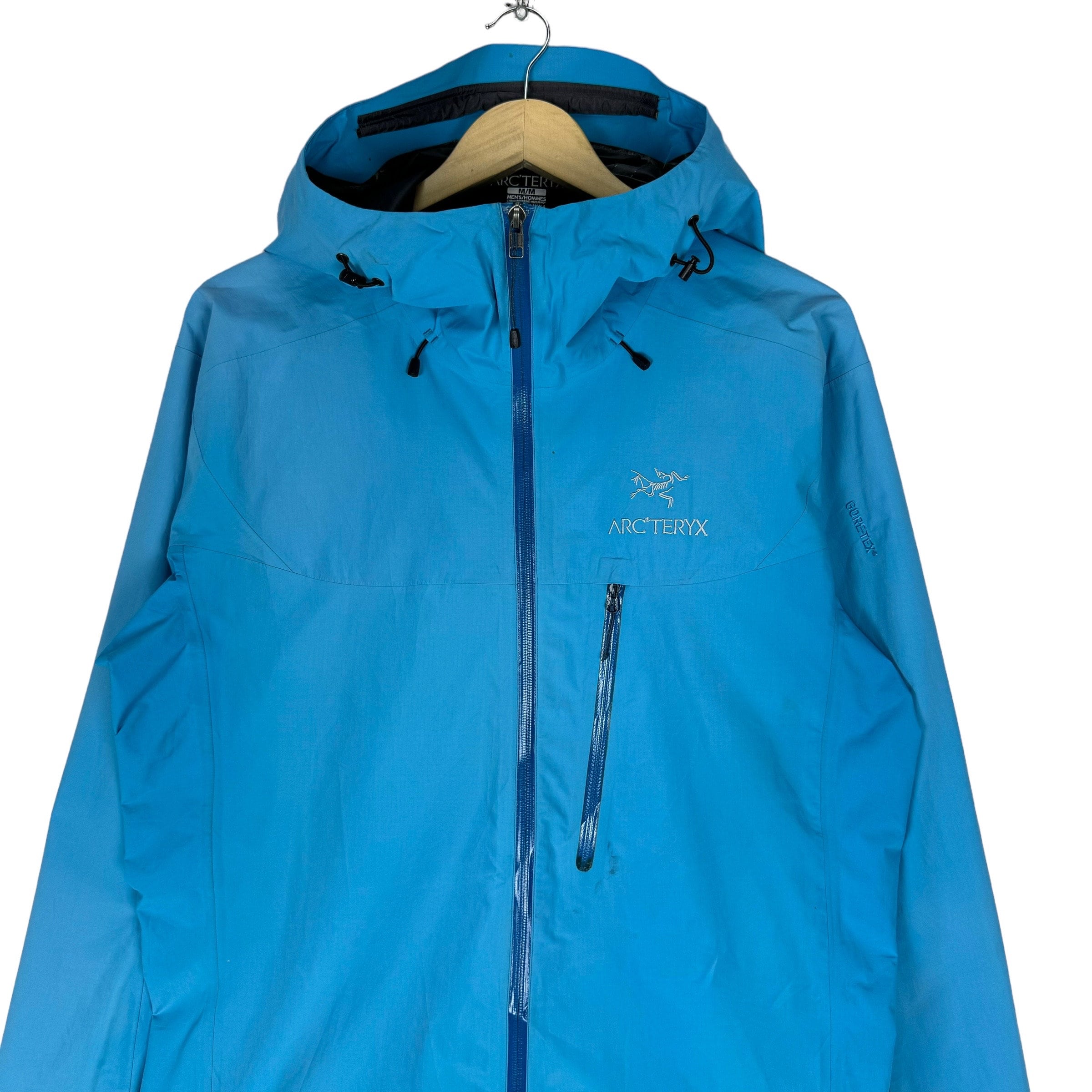 Arcteryx Goretex Hoodie Windbreaker Zipper Jacket Blue Colour Size