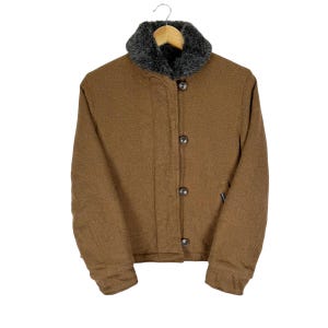 Blue Blue Japan H.R Arigato Japan Wool Sherpa Zipper Jacket Brown Colour Size Medium