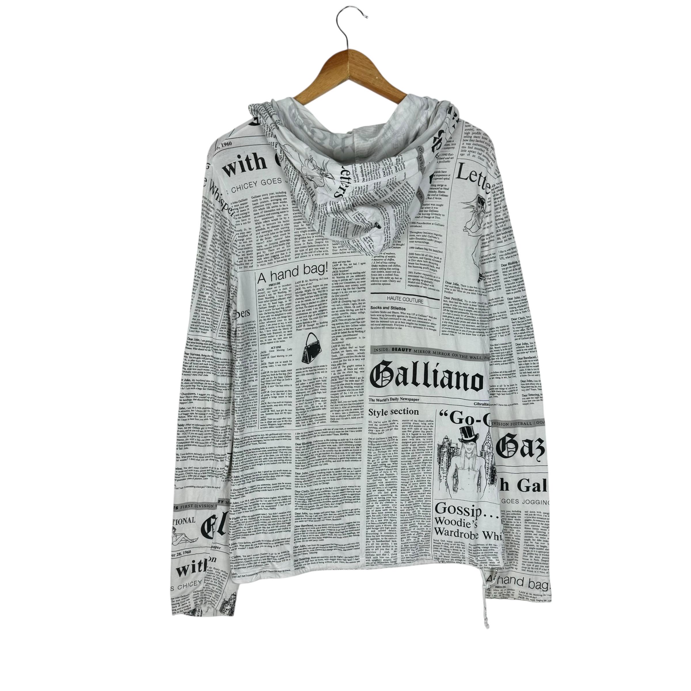 Vintage 00s John Galliano Gazette Hoodie Newspaper 2000s White