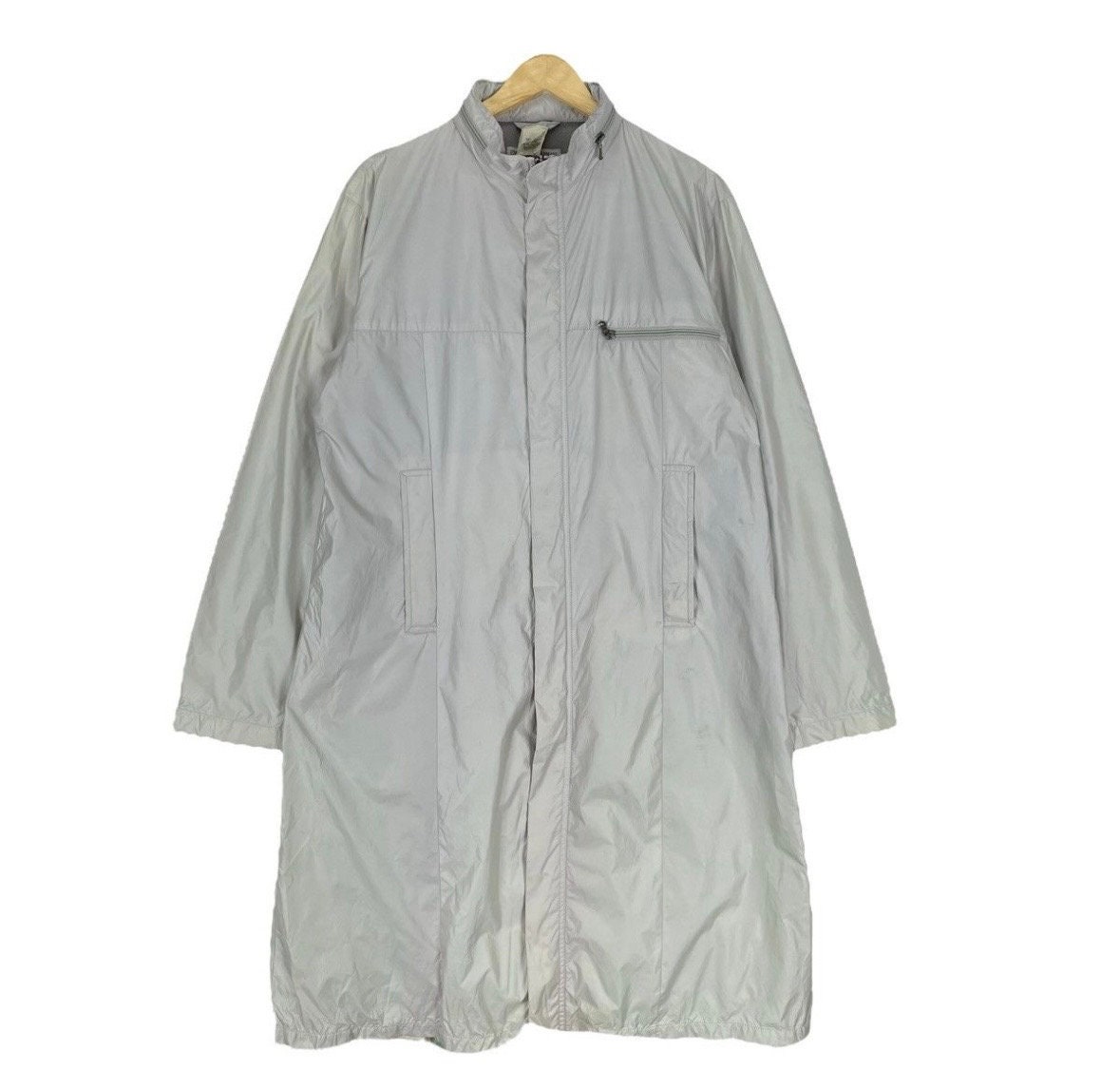 90s EMPORIO ARMANI Rayon Long Coat Jacket Grey Colour Size Medium