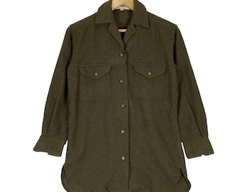 Vintage 80s Yohji Yamamoto Wool Shirt - Green Japanese Designer, Size Small