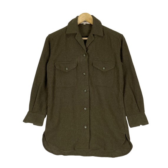 Yohji Yamamoto, Vintage 80s Yohji Yamamoto Wool Shirt - Green Japanese Designer, Size Small