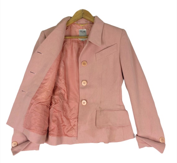 CELINE Paris Women Fashion Jacket Blazer Button Pink Colour