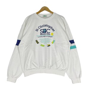 Vintage 90s St Christopher Sweatshirt Tennis Club Team Sportswear Clothing Crewneck Pullover White Colour Size Large image 1