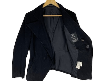 YOHJI YAMAMOTO V Collard Jacket Gothic Japanese Fashion Designer Y’S Black Colour Size Medium