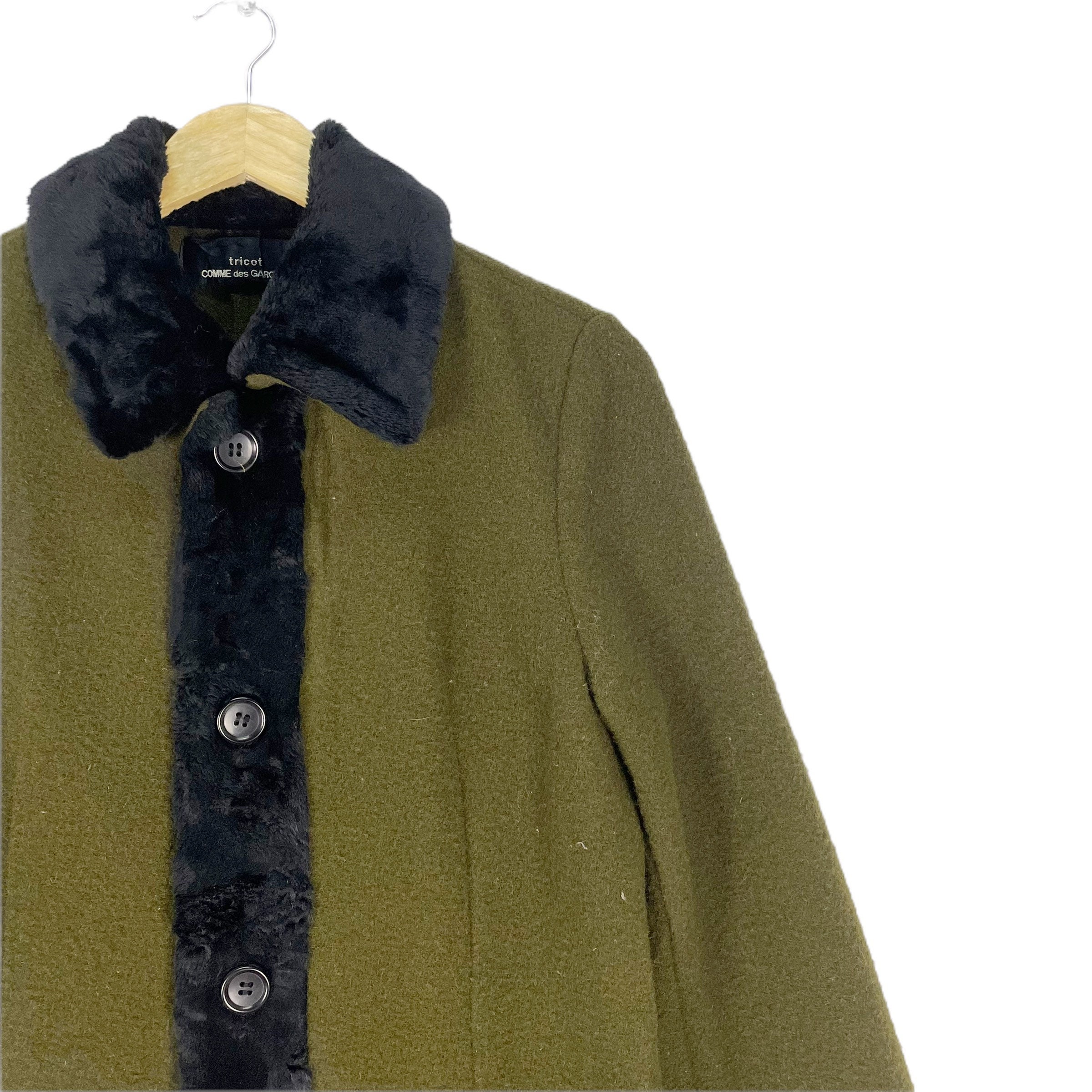 Vintage 90s Comme Des Garçons Tricot Wool Fur Button Jacket - Size