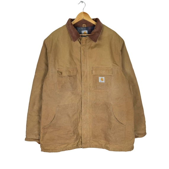 m*g様 USA製 90s Carhartt Canvas Jacket J70 Vintage 90s CARHARTT Chore Duck Camvas Jacket Workwear Jeans Brown