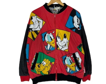 Moletom vintage dos anos 90 com estampa do Mickey Mouse, desenho animado da Walt Disney, com zíper reversível.