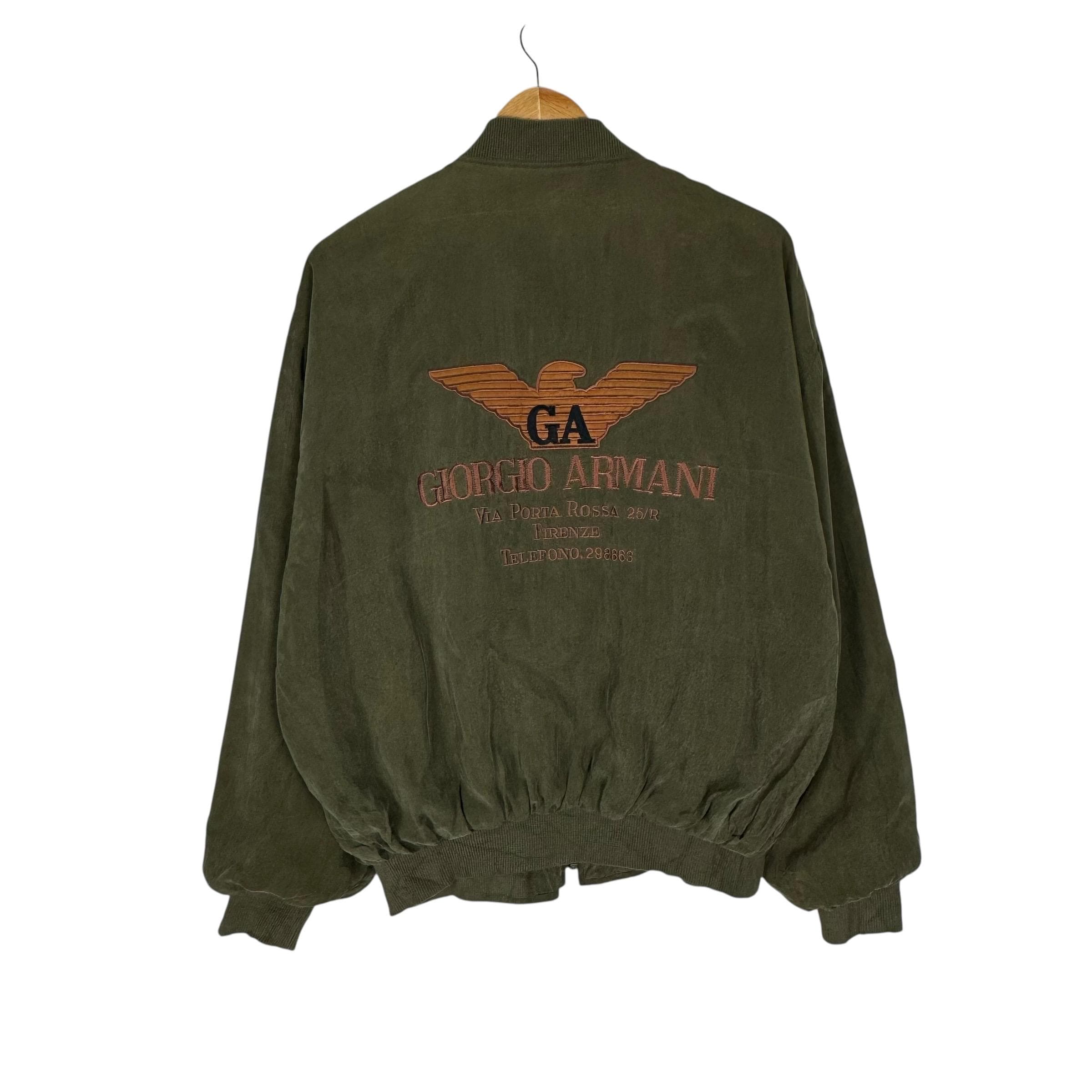 Vintage 80s GIORGIO ARMANI Bomber Varsity Zipper Jacket Green Vintage 80s GIORGIO ARMANI Bomber Varsity Zipper Jacket Green