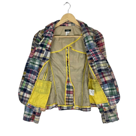 90s J Crew Patchwork Blazer Coat Jacket Multicolo… - image 8