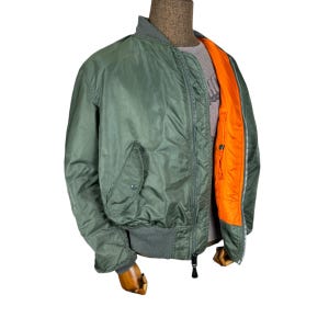 ALPHA INDUSTRIES Flight MA-1 Bomber Jacket Black Flyers Military Size Xlarge