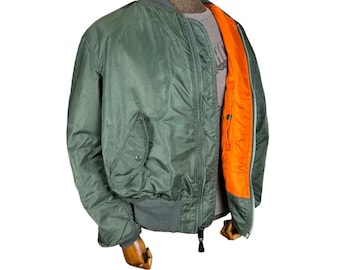 Vintage 80s 90s US Air Force Bomber Green Flight Jacket USAF