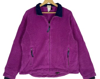 Vintage jaren '90 LL BEAN Fleece Sweatshirt Rits Paarse Kleur Bergkleding Maat Medium