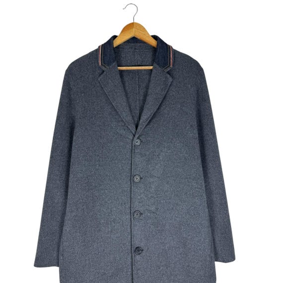 90s EMPORIO ARMANI Wool Long Coat Jacket Grey Colour Size M - Etsy