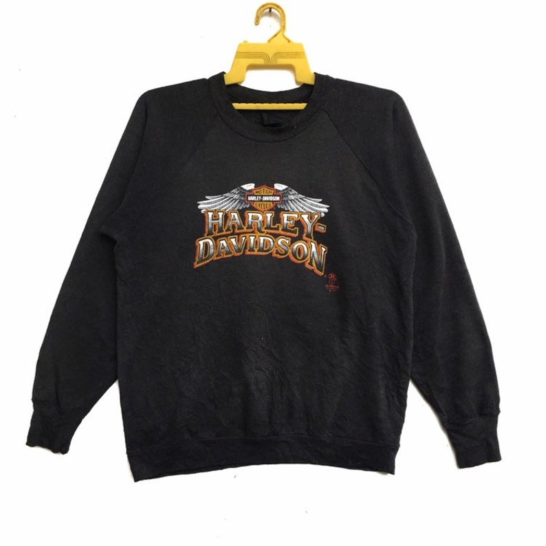 Vintage 80s Harley Davidson 3D Emblem Motor Cycle Sweatshirt Etsy