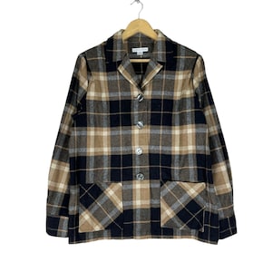 Vintage 90s Pendleton Limited Edition Shadow Plaid Flannel Shirt Button Brown Colour Size Medium