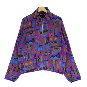 Vintage 90s SUNDACER Art Zipper Fleece Canada Multicolour Jacket Size Medium