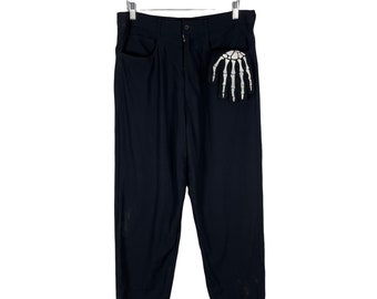 Calças vintage Yohji Yamamoto: Calças pretas de designer japonês, tamanho médio