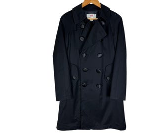 Vintage Comme Des Garcons x H&M Wool Trench Coat | Black Double Breasted Designer Jacket