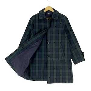 SHIPS Japan Polka Dots Tartan Button Long Jacket Fashion Designer Green Colour Japanese Brand Size Medium