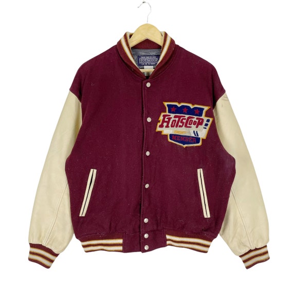 Vintage 90s Hot Scoop College NHL Hockey Varsity Leather