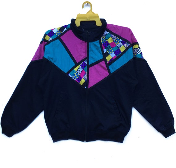 Vintage 80s LAVON Petites Zipper Jacket Multi Colour Block Vintage 80s LAVON Petites Zipper Jacket Multi Colour Block