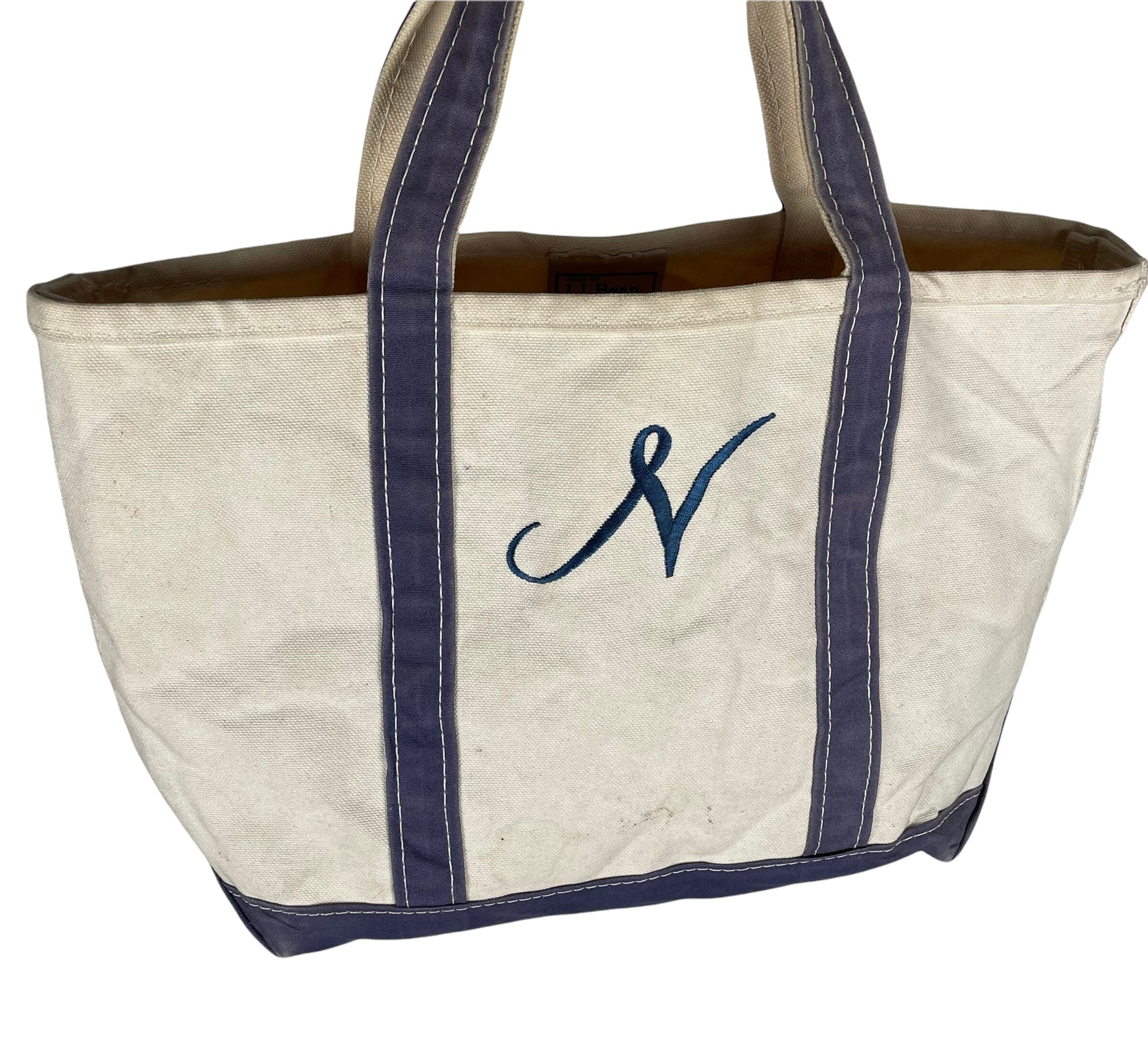 L L Bean Boat and Tote Bag Size Large Blue White Personalized – Shop Thrift  World