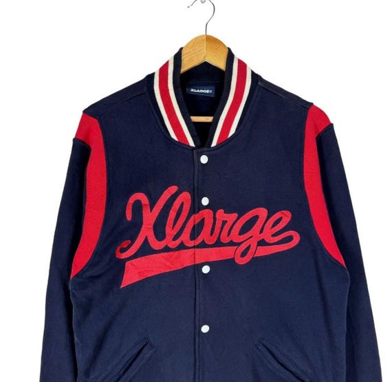 Xlarge Varsity Snap Button Jacket Streetwear Crewneck Navy Colour