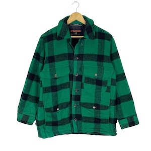 Vintage 90s Mcgregor Flannel Mackinaw Tartan Plaids Green Colour Like Filson Jacket Size Medium