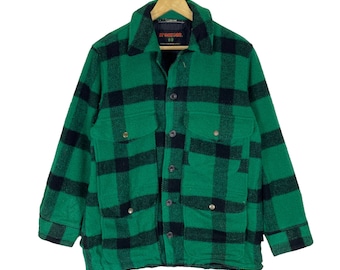 Vintage 90s Mcgregor Flannel Mackinaw Tartan Plaids Green Colour Like Filson Jacket Size Medium