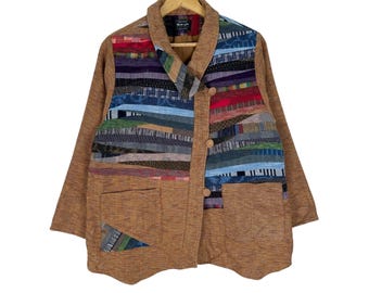 GIEMON Kasuri Japan Patchwork Jacket Like Kapital Brown Colour Size Medium