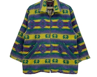 Vintage 90s Ll Bean Wool Jacket Skiwear Full Over Print Oversized