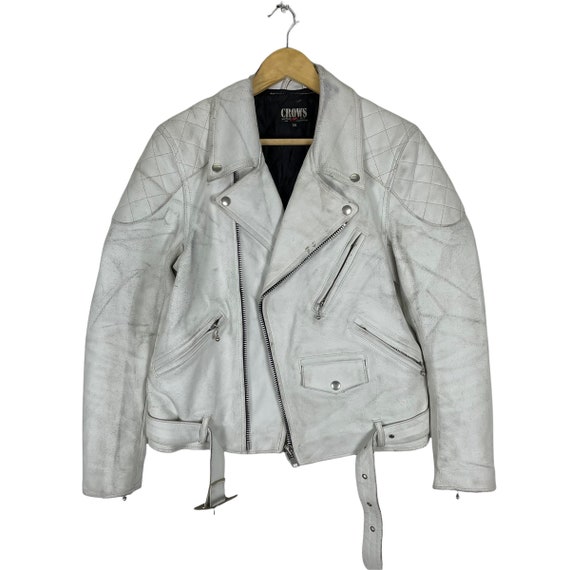 T.F.O.A Cropped Head Leather Biker Jacket - Double Collar