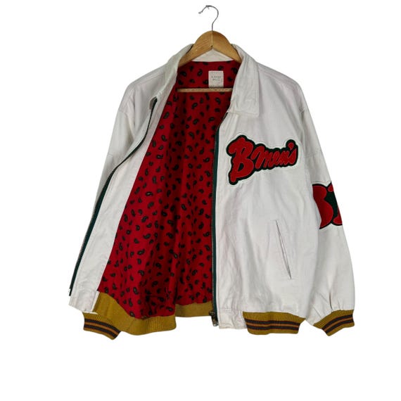 Vintage 90s Burkey Mills Champs Varsity Jacket Paisley White Colour Size Medium View 6