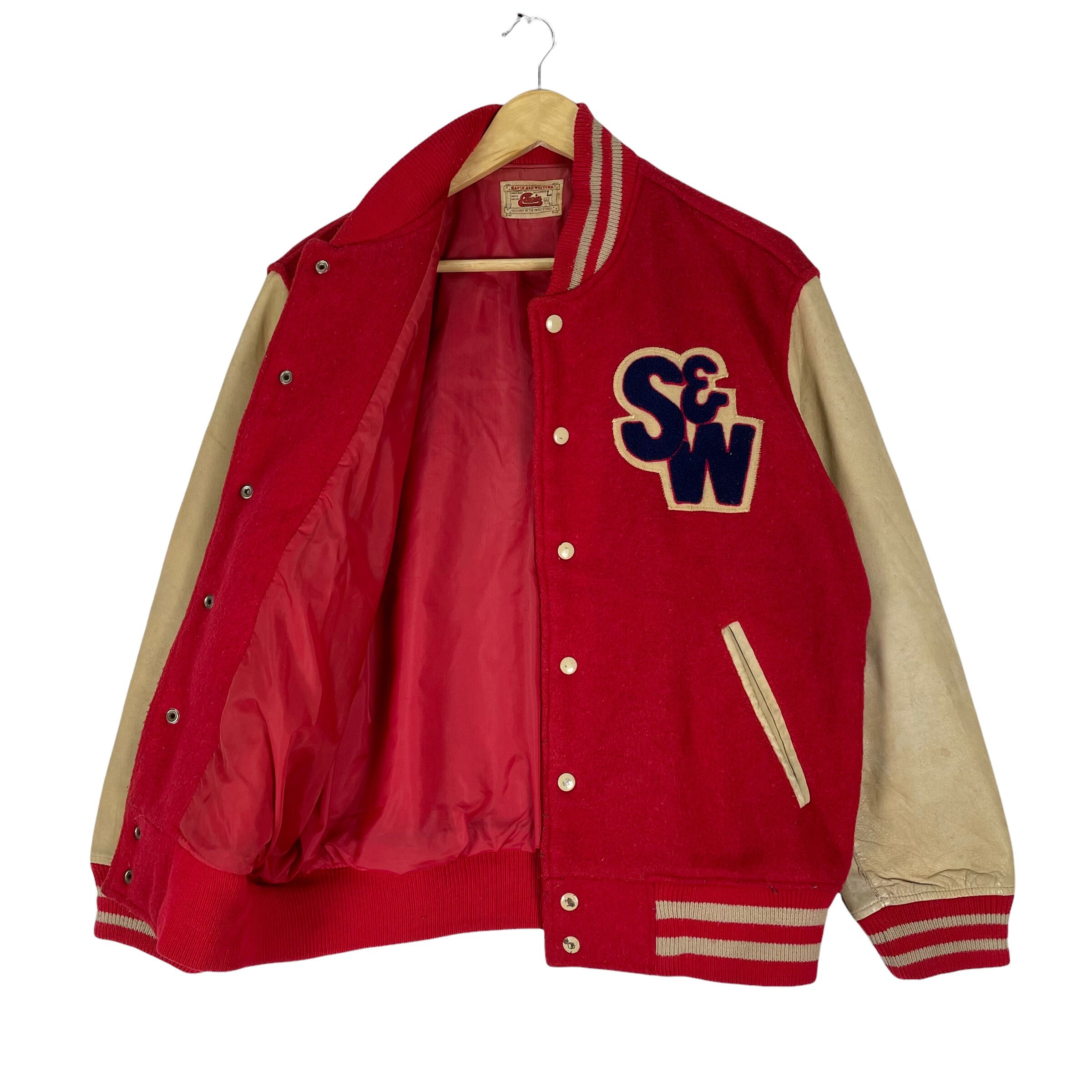 Vintage 90s Edwin Wool Varsity Button Jacket Red Colour Vintage 90s Edwin Wool Varsity Button Jacket Red Colour