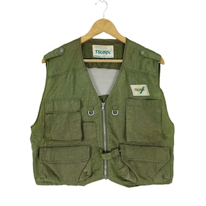 Tsurix Fishing Gear Vest Multi Pocket Fishing Gear Tactical Geeen Multiple Pockets Outdoor Activewear Sportsmen Size Large