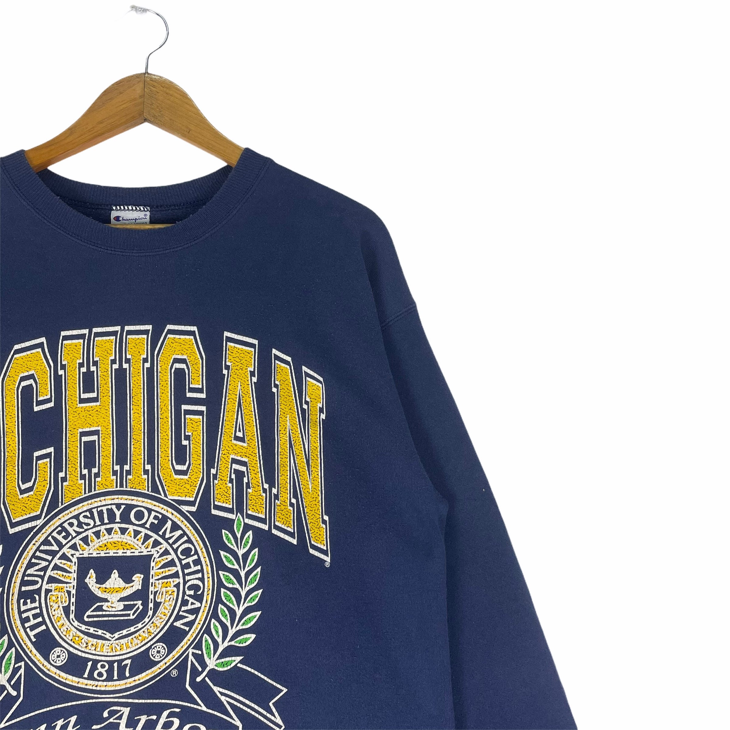 Vintage 90s University Michigan Champion Sweatshirt Navy Blue Colour ...