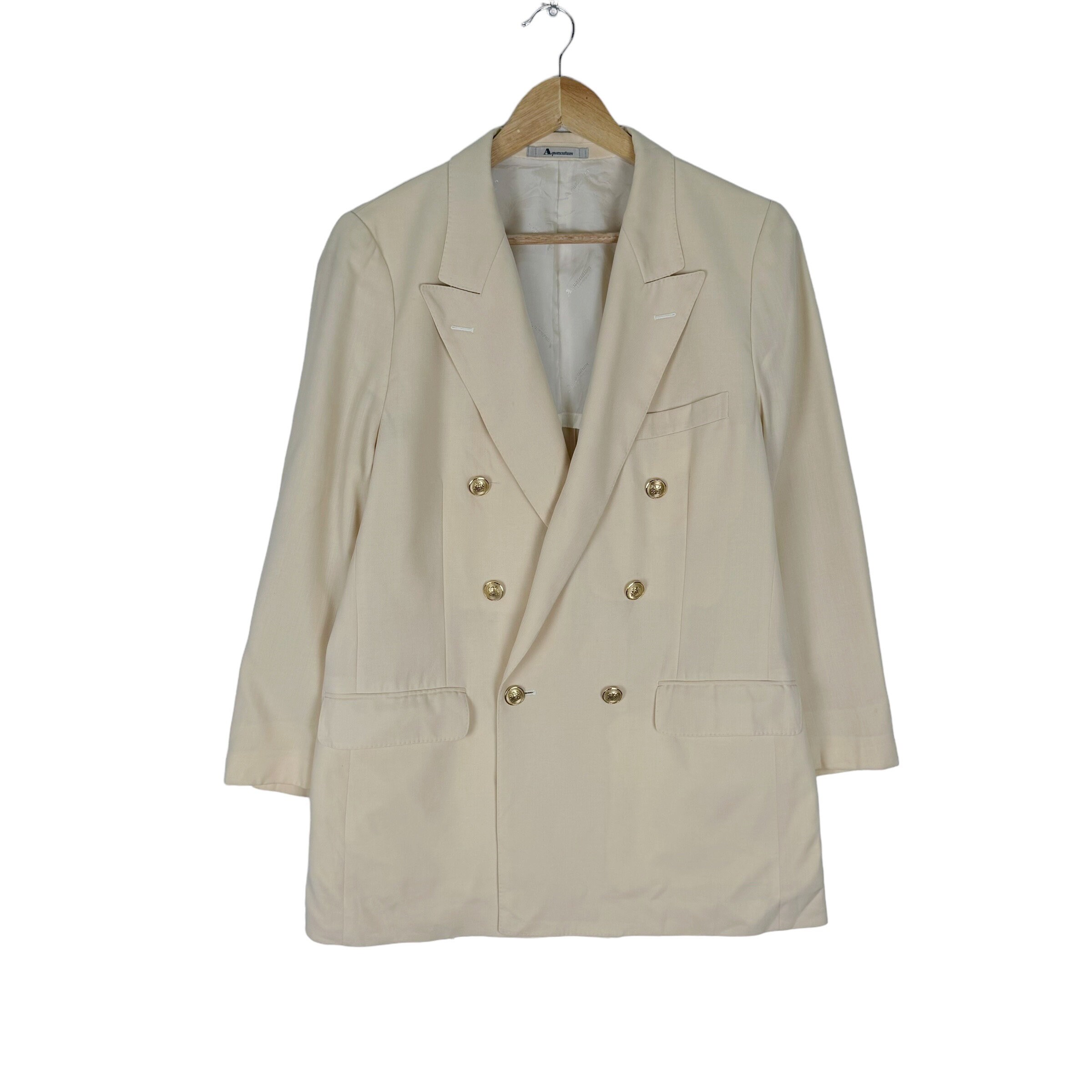 Vintage 90s AQUASCUTUM Double Breasted Gold Button Coat Jacket