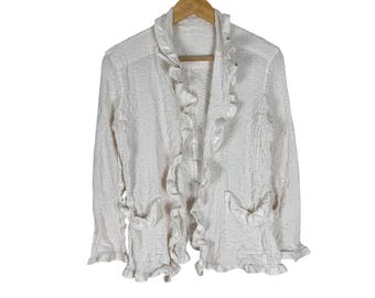 Issey Miyake Me Pleated Cardigan White Colour Fashion Designer Japan Size M