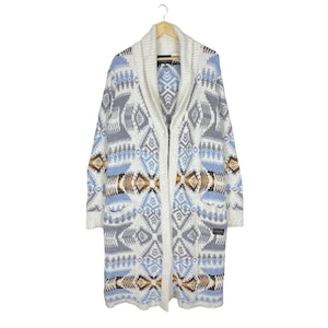 PENDLETON X Gelato Native Navajo Fleece Hippie Cardigan Long Jacket Multicolour Size Large