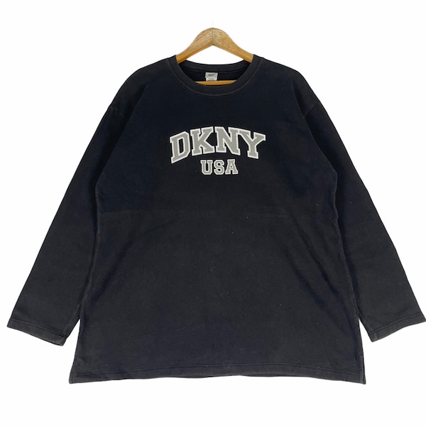 Vintage DKNY Long Sleeve Spell Out Black Donna Karen New York Saiz Medium