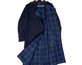 Ermenegildo Zegna Trench Coat Wool Jacket Double Breasted Button Navy Colour Size Medium