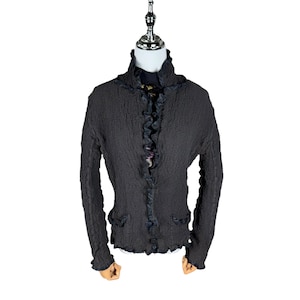 Issey Miyake Me Pleated Cardigan Sweater Black Colour Fashion Designer Japan Size Medium