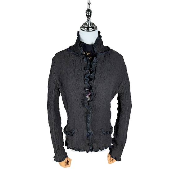 Issey Miyake Me Pleated Cardigan Sweater Black Colour Fashion