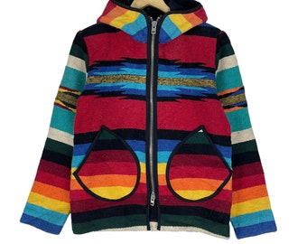 Sweat à capuche zippé vintage style Navajo, veste aztèque mexicaine, taille moyenne