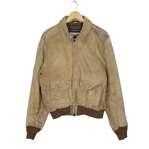 Vintage 90s SCHOTT bros Type A2 Light Brown Soft Leather Jacket Zipper Size Medium