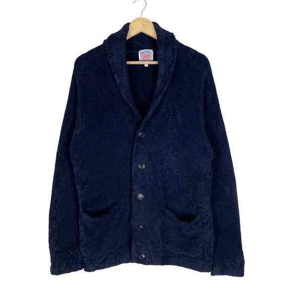 Vintage 90s J Press Shaggy Dog Knitwear Cardigan Jacket Navy Colour Designer Size Large