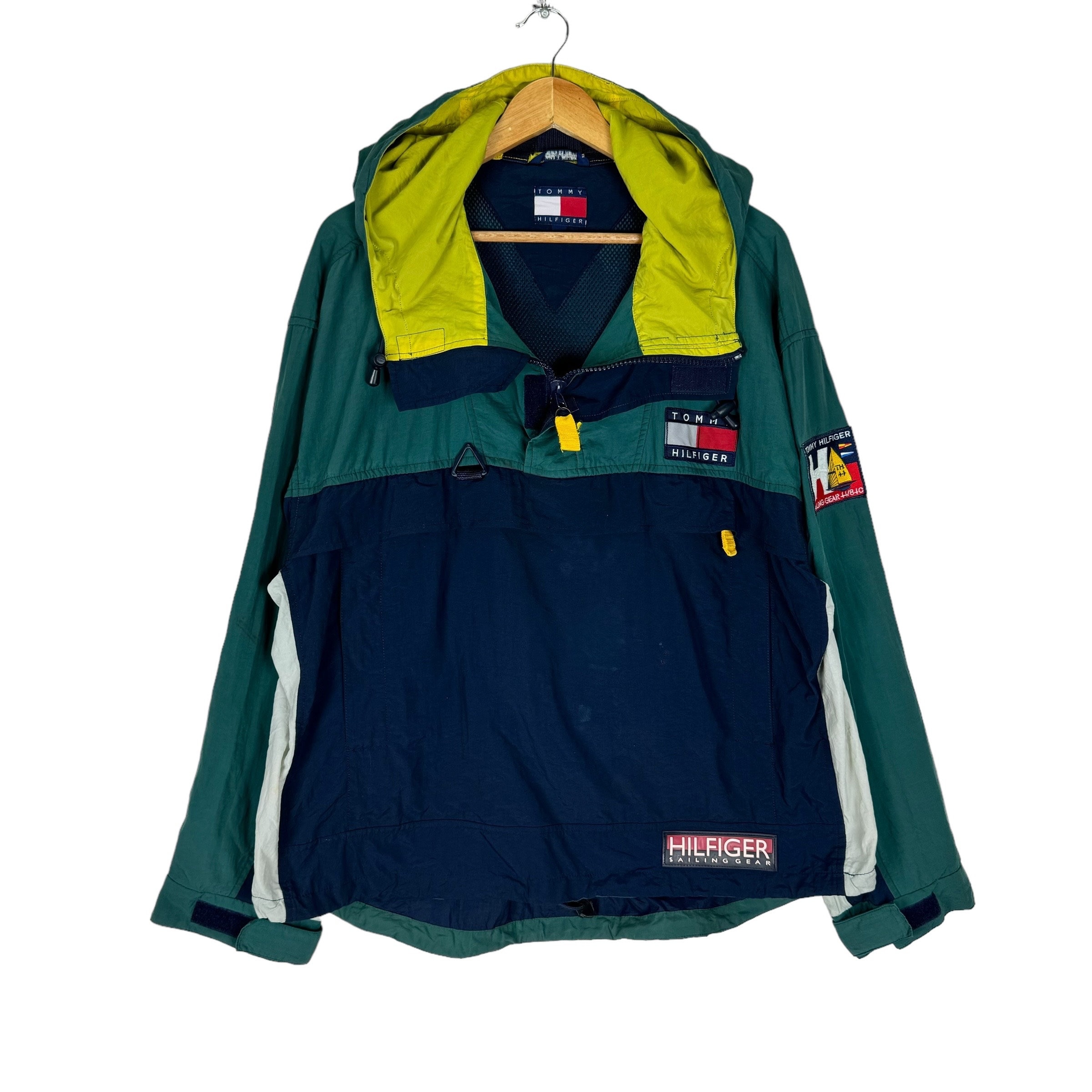 Vintage 90s Tommy Hilfiger Sailing Gear Jacket Windbreaker Hoodie 