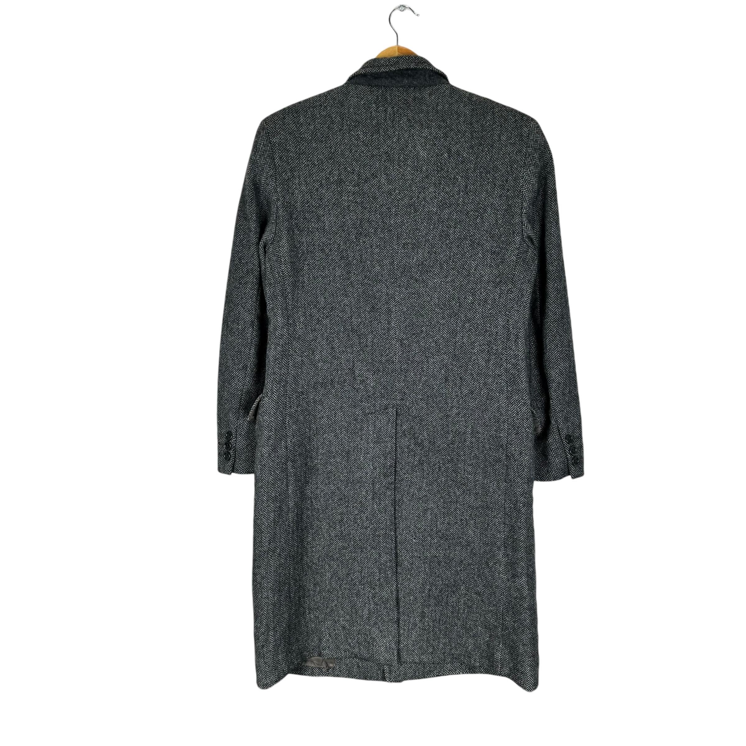 Vintage 90s Burberrys England Herringbone Wool Overcoat