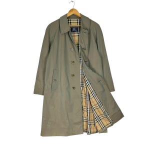 Vintage 90s Burberrys Jacket  Inside Nova Check Plaid Pattern Parka Overcoat Size Medium